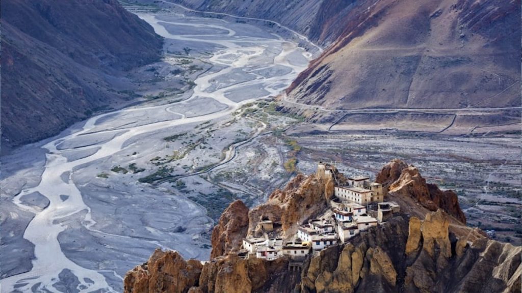 Snow-covered Spiti landscape in winter